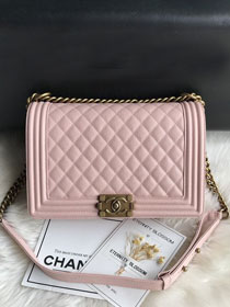 CC original grained calfskin large boy handbag 67087 pink