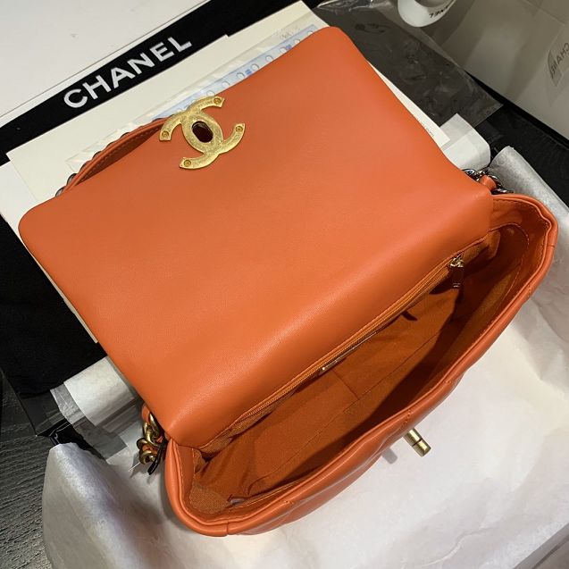 2020 CC original lambskin 19 flap bag AS1160 orange