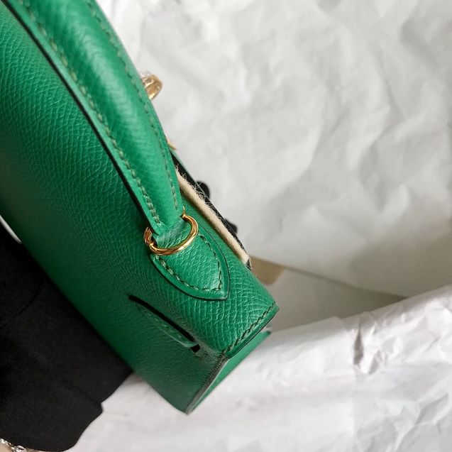 Hermes original epsom leather mini kelly 19 bag K0019 vert verigo