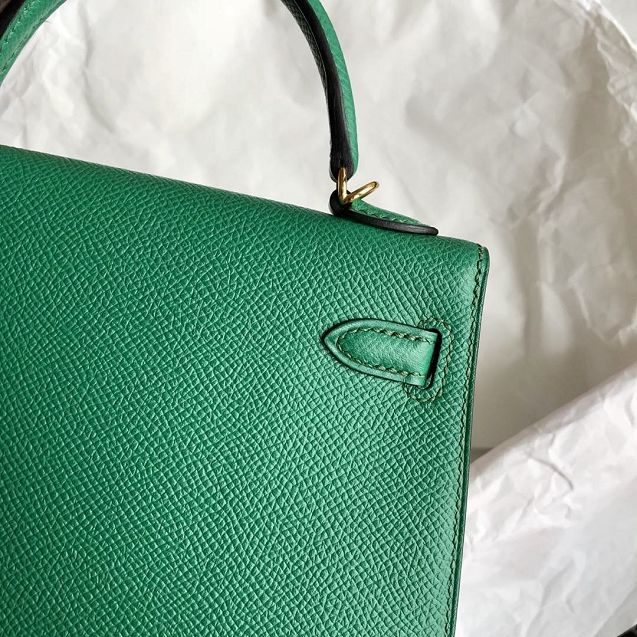 Hermes original epsom leather mini kelly 19 bag K0019 vert verigo