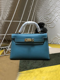 Hermes original epsom leather mini kelly 19 bag K0019 lake blue