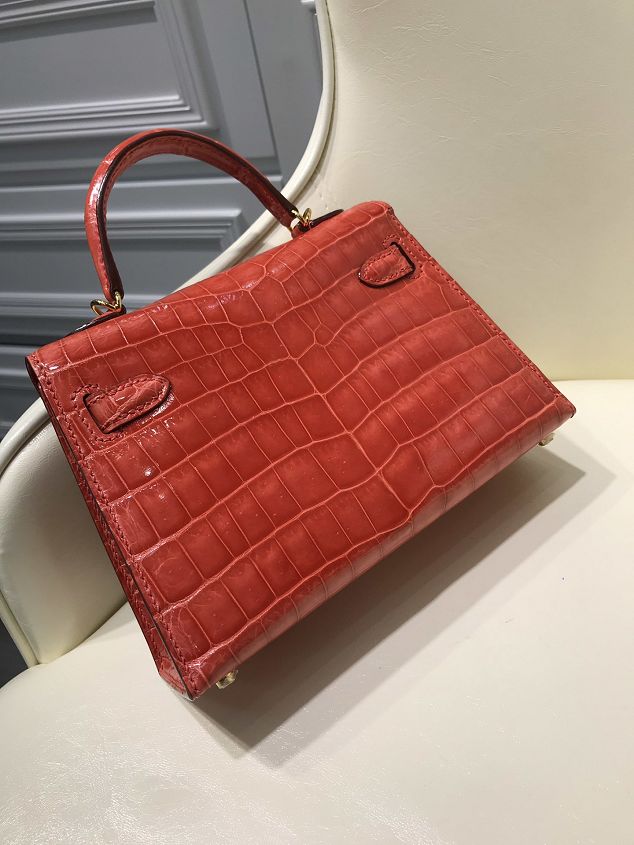 Top hermes 100% genuine crocodile leather mini kelly bag K0019 red