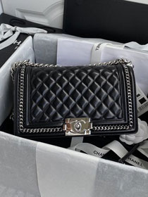 CC original shiny lambskin medium boy handbag A67086-6 black