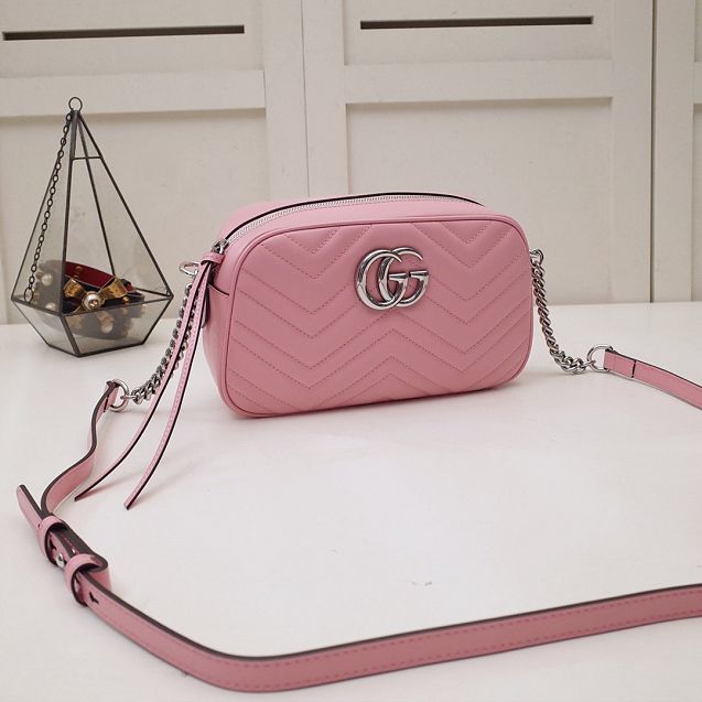 GG original calfskin marmont small shoulder bag 447632 pink