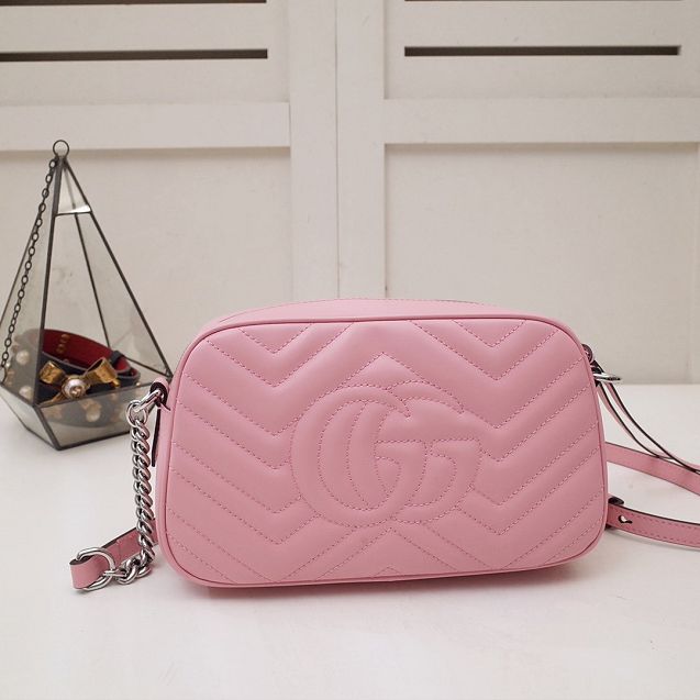 GG original calfskin marmont small shoulder bag 447632 pink