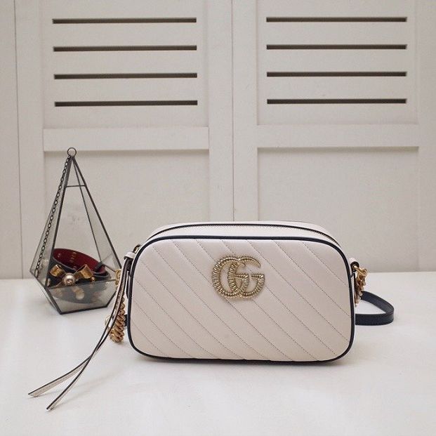 GG original calfskin marmont small shoulder bag 447632 white