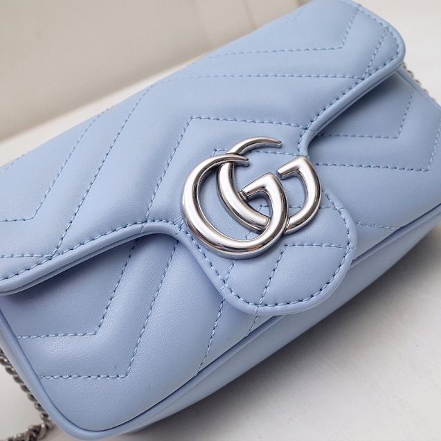 GG original calfskin marmont super mini bag 476433 light blue