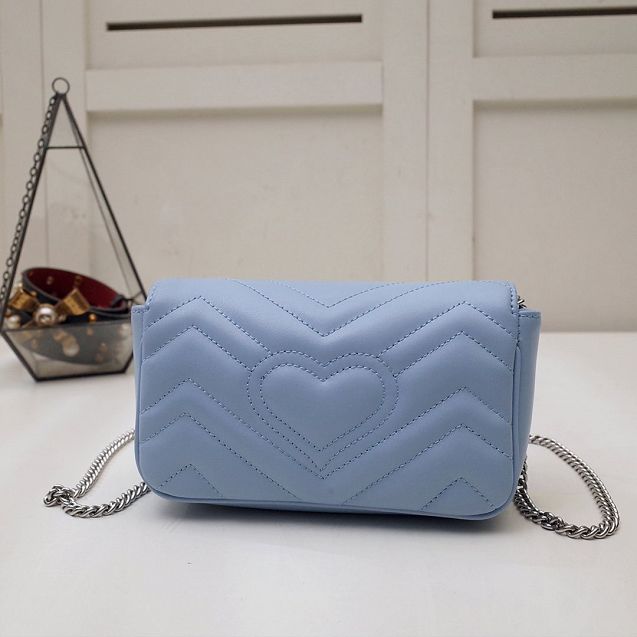 GG original calfskin marmont super mini bag 476433 light blue