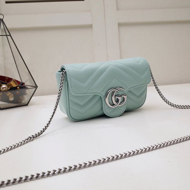 GG original calfskin marmont super mini bag 476433 pastel green