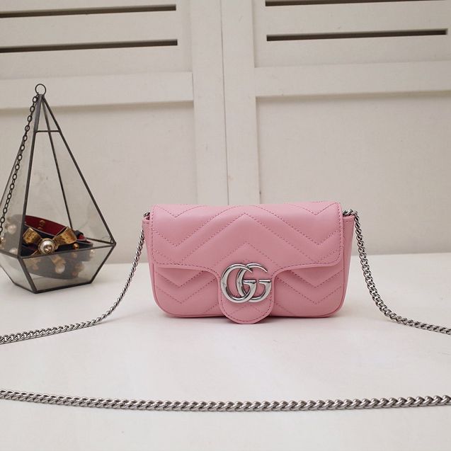 GG original calfskin marmont super mini bag 476433 pink