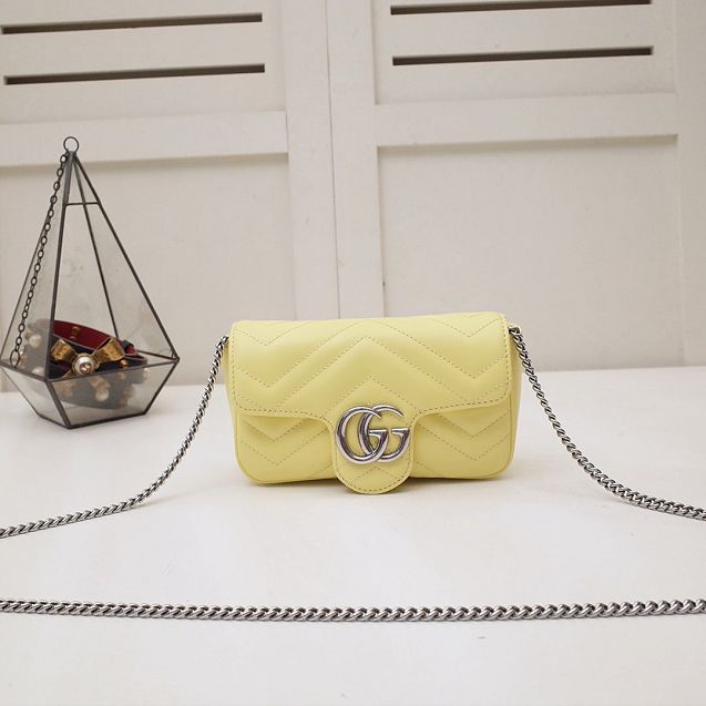 GG original calfskin marmont super mini bag 476433 yellow