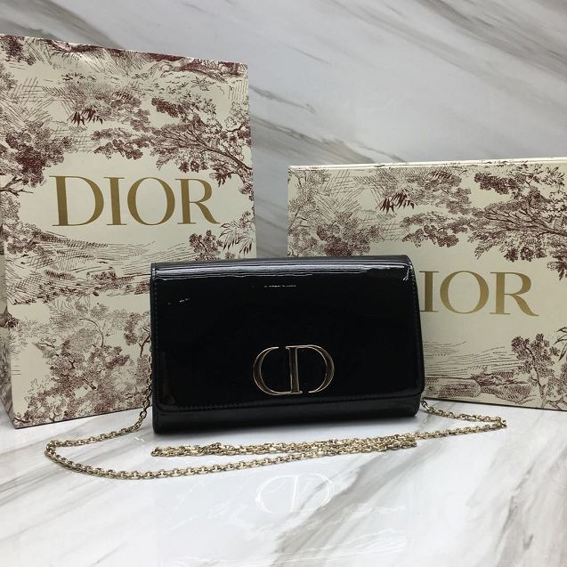 Dior original patent calfskin 30 montaigne pouch S2059 black