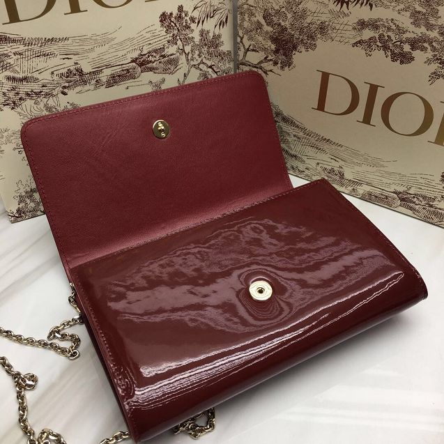 Dior original patent calfskin 30 montaigne pouch S2059 bordeaux