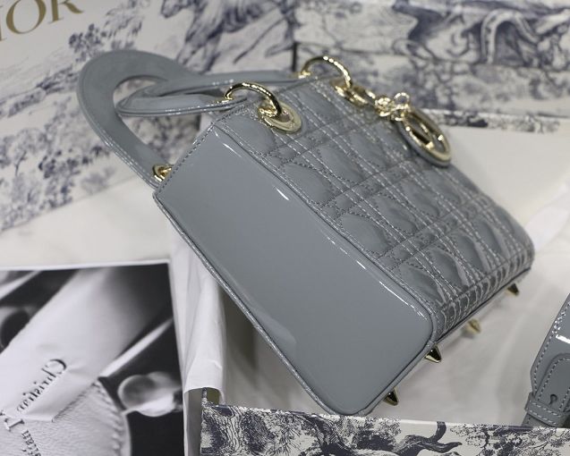 Dior original patent calfskin small my ABCdior bag M0538 grey