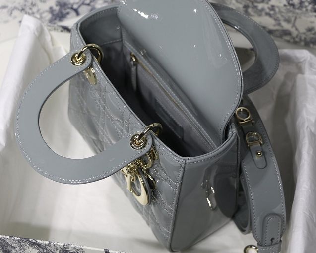 Dior original patent calfskin small my ABCdior bag M0538 grey