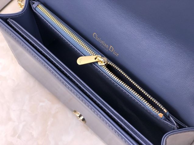 Lady dior original patent calfskin clutch S0204 dark blue