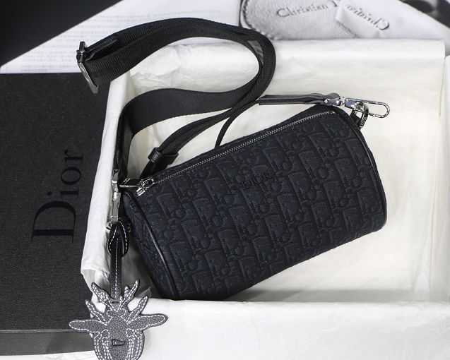 Dior original canvas oblique small shoulder bag M8008 black