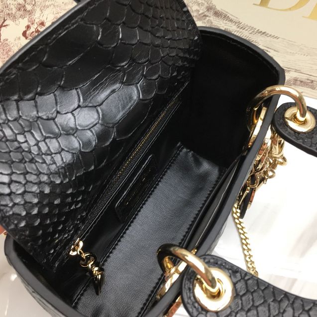 Dior original python leather mini lady dior bag black 44500 black