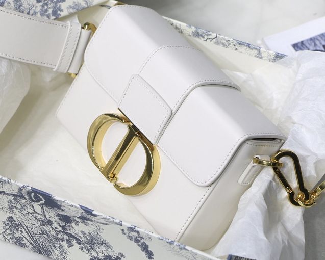 Dior original smooth calfskin mini 30 montaigne bag M9204 white
