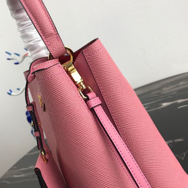 Prada original saffiano leather medium panier bag 1BA212 pink