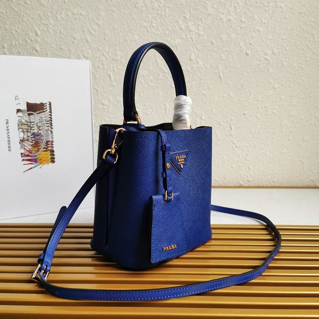 Prada original saffiano leather small panier bag 1BA217 blue