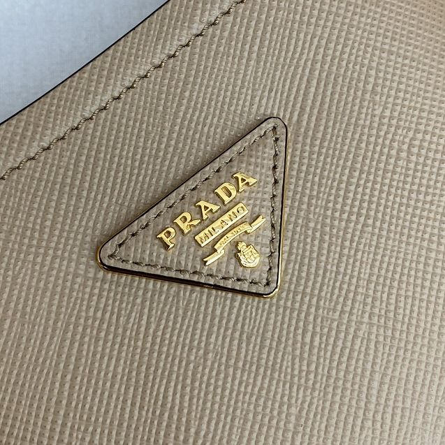 Prada original saffiano leather small panier bag 1BA217 light grey