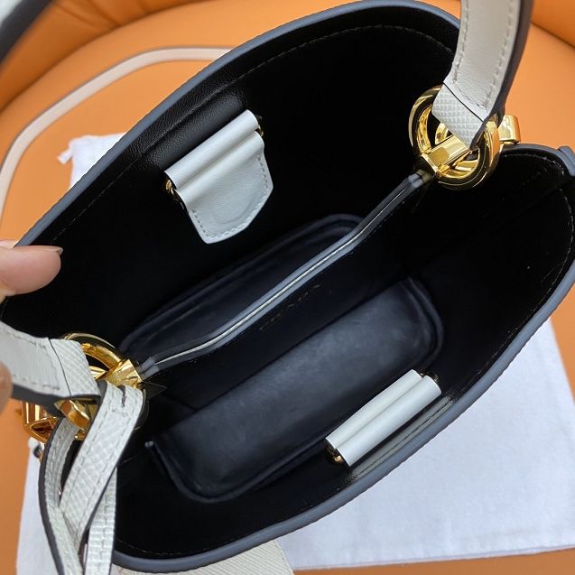 Prada original saffiano leather small panier bag 1BA217 white