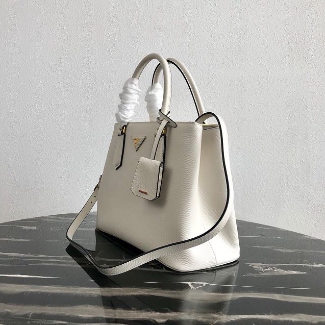 Prada original galleria saffiano leather medium tote bag 1BA232 white