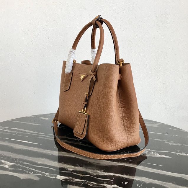 Prada original grained calfskin medium double bag 1BG2775 caramel