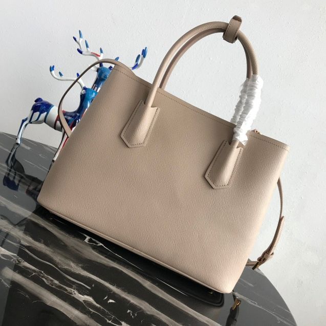 Prada original saffiano leather medium double bag 1BG2775 nude