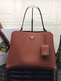 Prada original saffiano leather matinee handbag 1BA249 brown