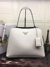 Prada original saffiano leather matinee handbag 1BA249 white