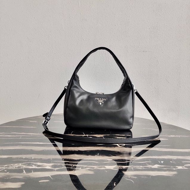 Prada original calfskin hobo bag 1BC132 black