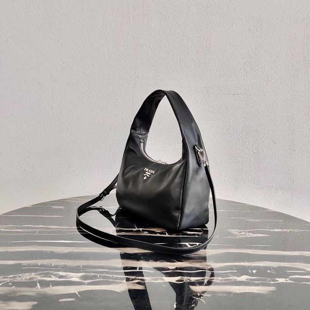 Prada original calfskin hobo bag 1BC132 black