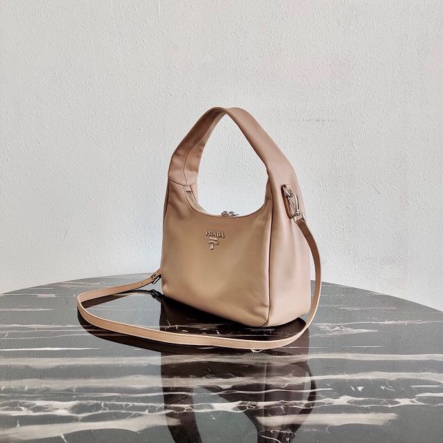 Prada original calfskin hobo bag 1BC132 nude