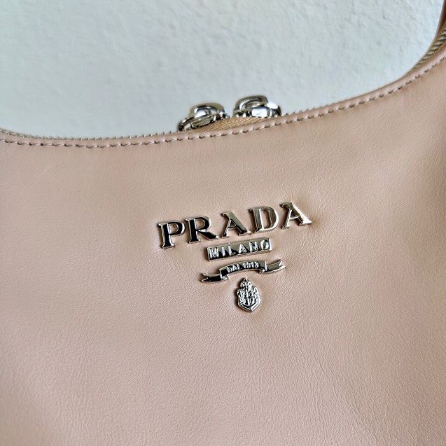 Prada original calfskin hobo bag 1BC132 nude