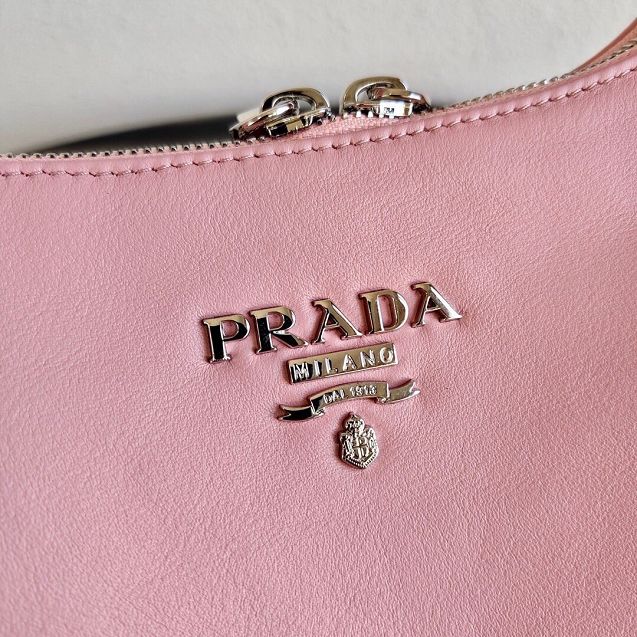 Prada original calfskin hobo bag 1BC132 pink