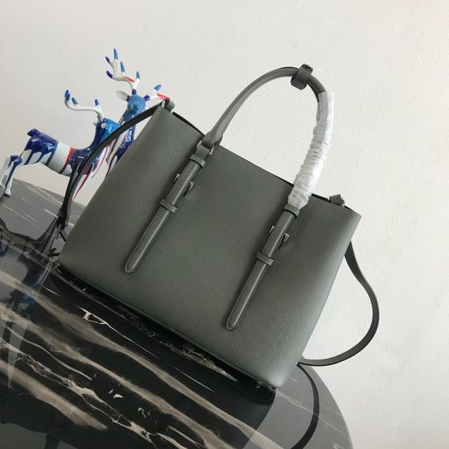 Prada original saffiano leather medium double bag BN2838 grey