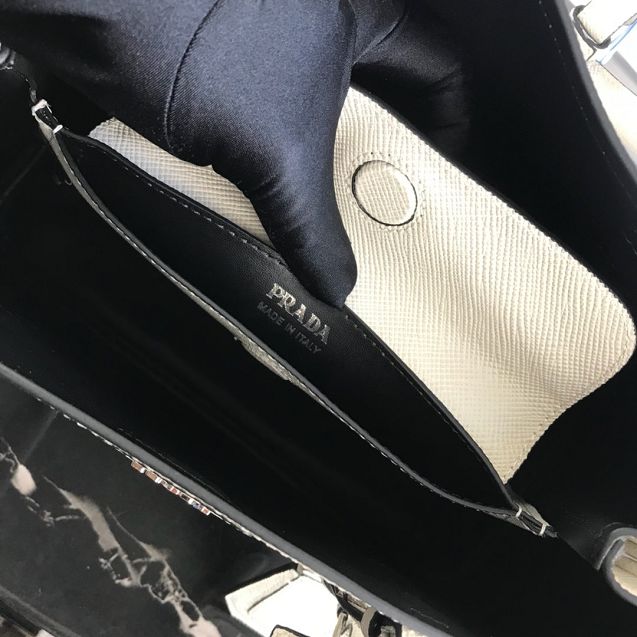 Prada original saffiano leather medium double bag BN2838 light grey