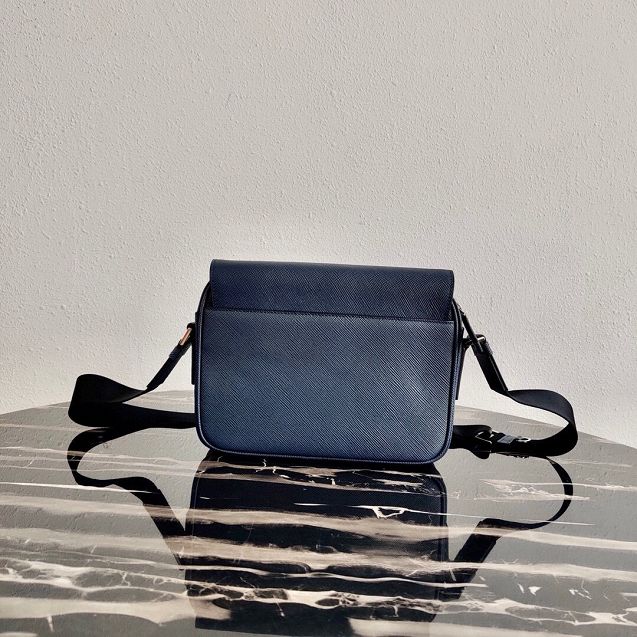 Prada original saffiano leather shoulder bag 2VD038 dark blue