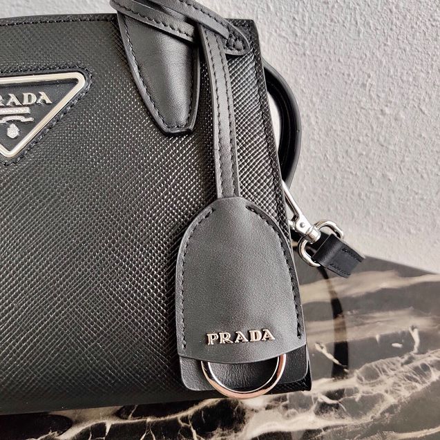 Prada original saffiano leather small monochrome bag 1BA269 black