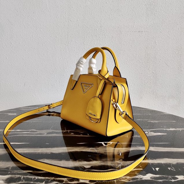 Prada original saffiano leather small monochrome bag 1BA269 yellow