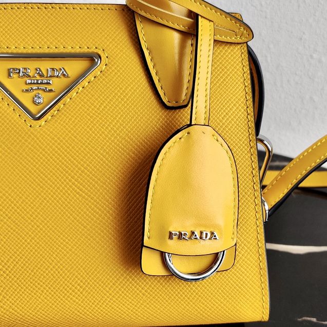 Prada original saffiano leather small monochrome bag 1BA269 yellow