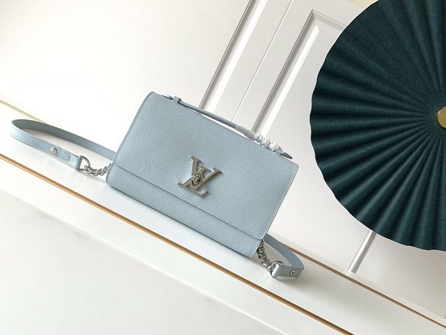 Louis vuitton original calfskin lockme clutch M56136 light blue