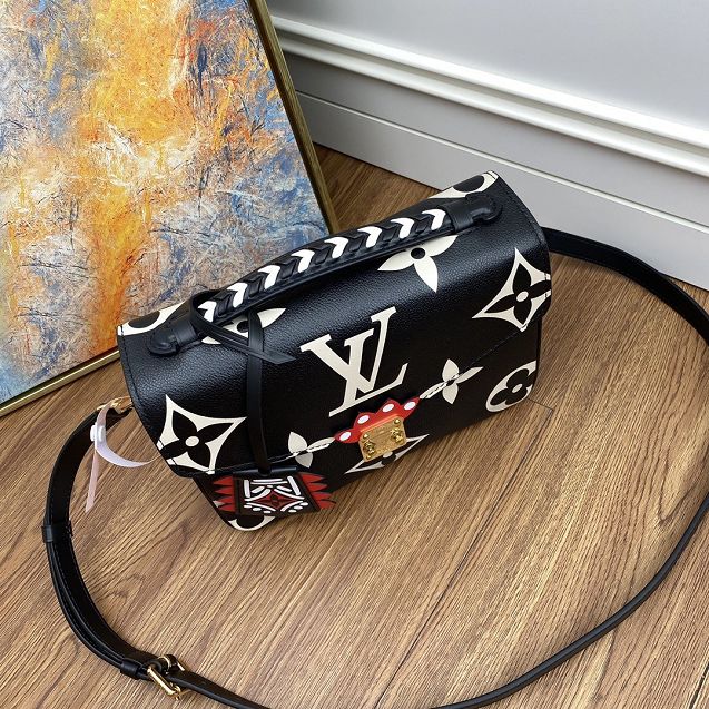 Louis vuitton original monogram giant calfskin pochette metis m45385 black