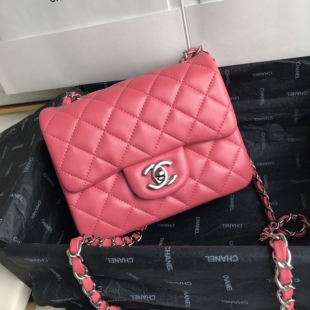 CC original lambskin super mini flap bag A35200 hot pink