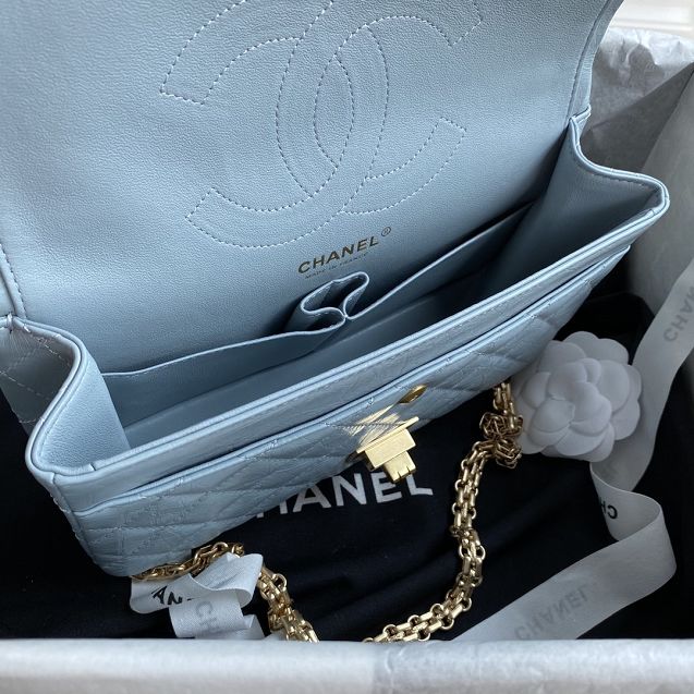 CC original aged calfskin 2.55 flap handbag A37586 light blue