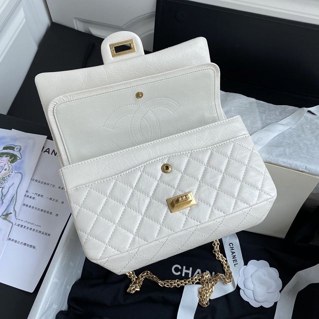 CC original aged calfskin 2.55 flap handbag A37586 white