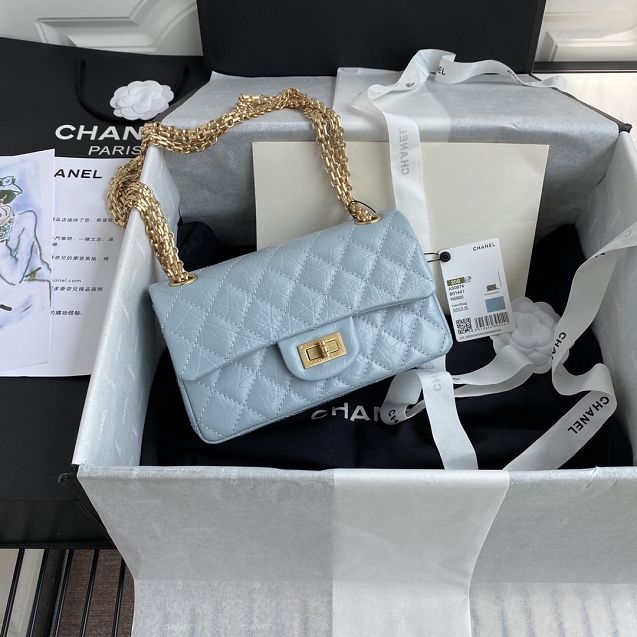 CC original calfskin small 2.55 handbag AS0874 light blue