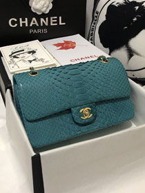 CC original python leather flap bag A01112 turquoise